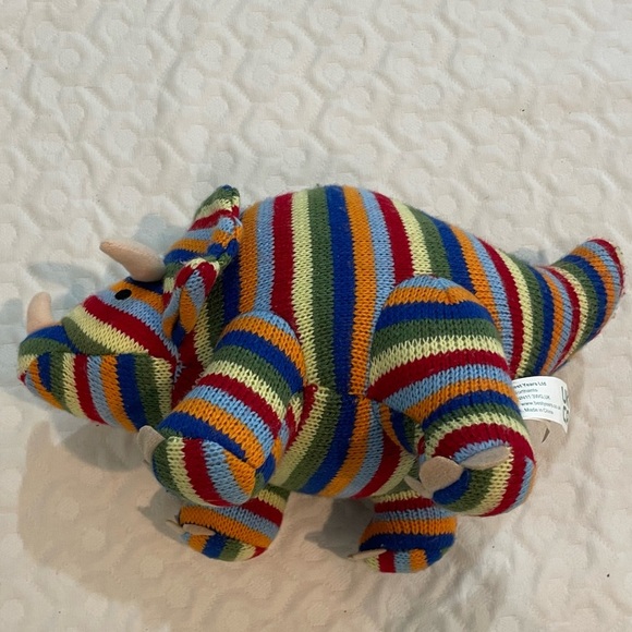 (2) Crochet Style Colorful Dinosaur Plush Toys Long Neck Triceratops Best Years - Picture 10 of 16
